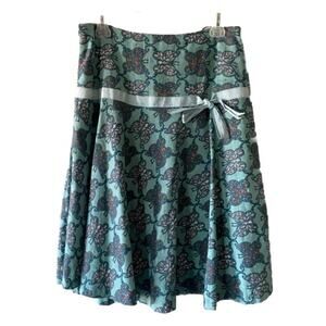 Vintage Y2K Fashionfair Fit and Flare Butterfly Patterned Midi Skirt- Size Small